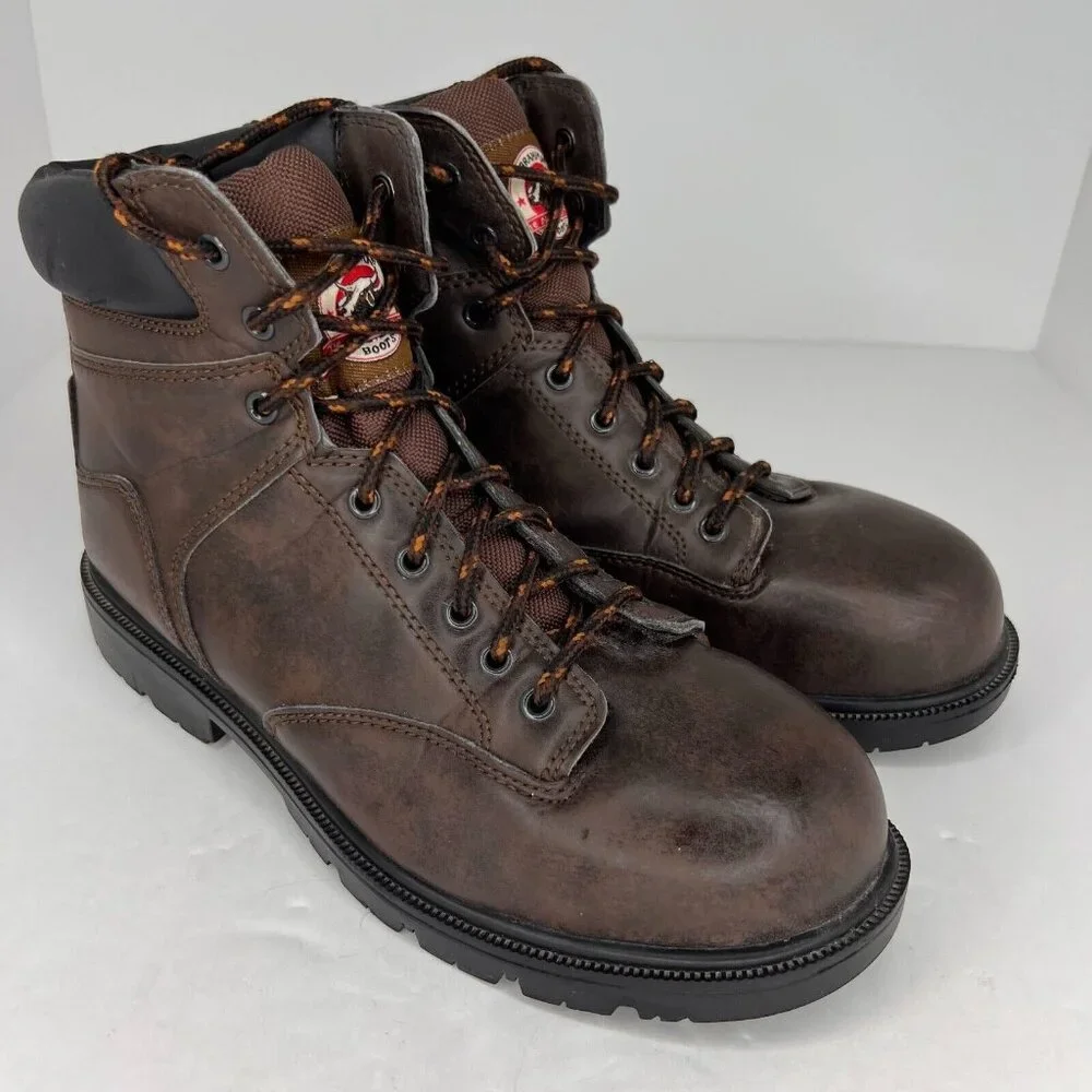 Brahma Mens MNBR0340100 Brown Raid Boots Steel Toe Lace Up Size 10 Work Boots
